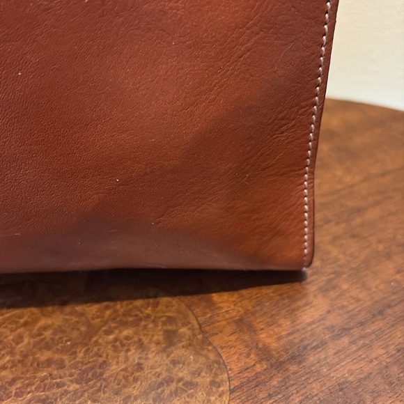 Laura Leigh Ltd Leather book bag shoulder bag  thick smooth leather brown Vintag - Picture 12 of 17